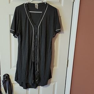 Women's Button Down Night Gown, size Large ,Grey